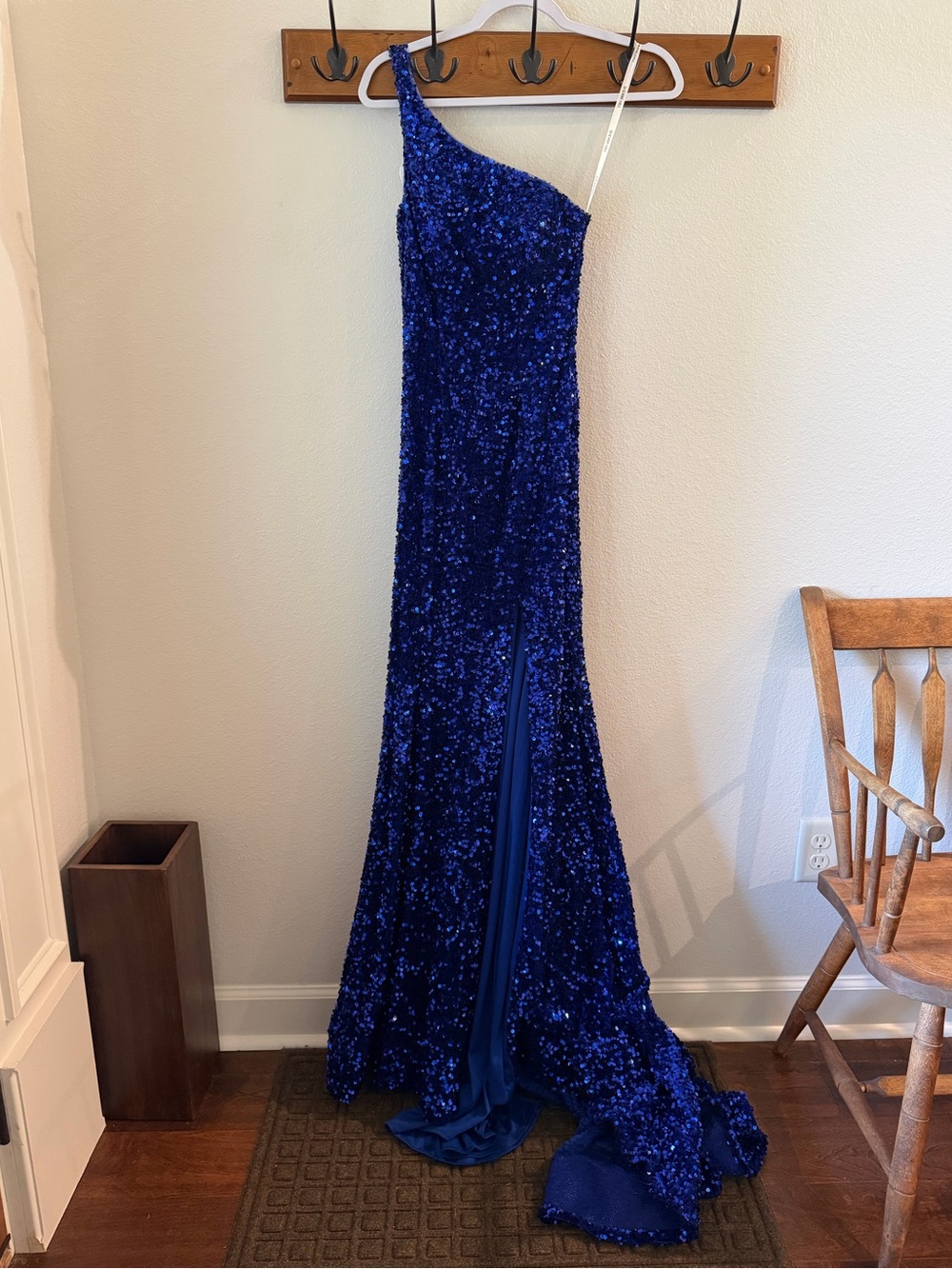 Sherri Hill One-Shoulder Royal Blue Sequin Gown